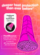 Promotional graphic for HeatBounce heat protectants with a scientific diagram of hair follicle and text about heat protection.
